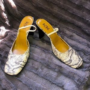 Size 38.5 leather slides by BCBG